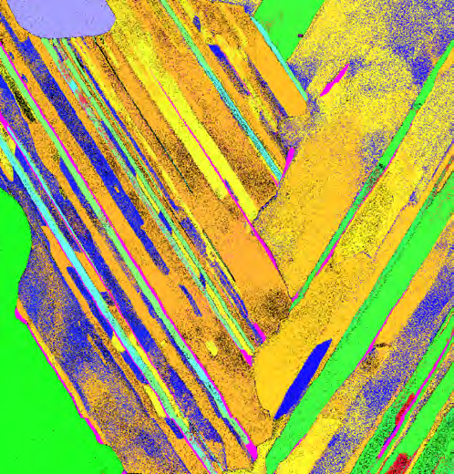 Fig. 1. Kikuchi band projected onto screen, showing hyperbolic edges of Kikuchi bands.