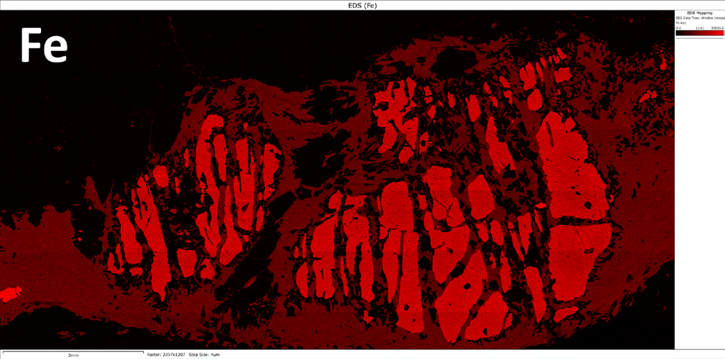 Montaged Z-contrast BSE image of the metamorphic rock sample