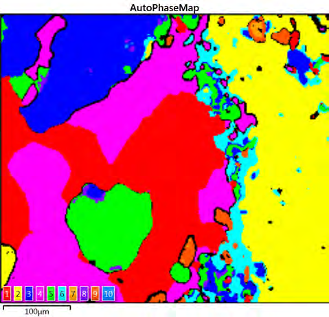 AutoPhaseMap results for iron sulfide, orthopyroxene and altered iron sulfide phases